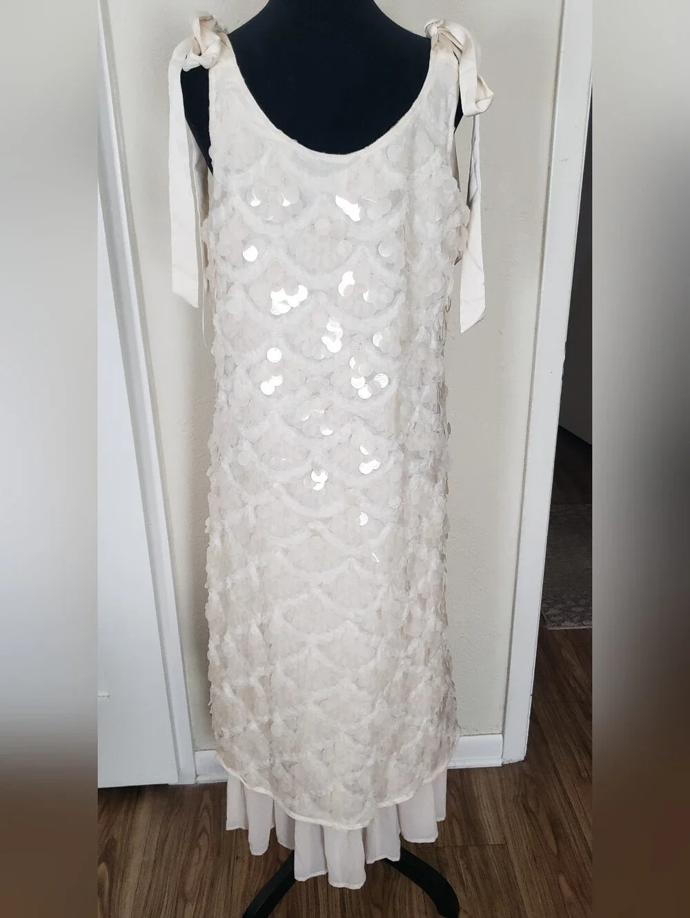 En Saison Ivory Sequin Slip Dress